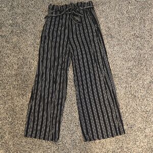 Striped Black and White Women's Paperbag Pants